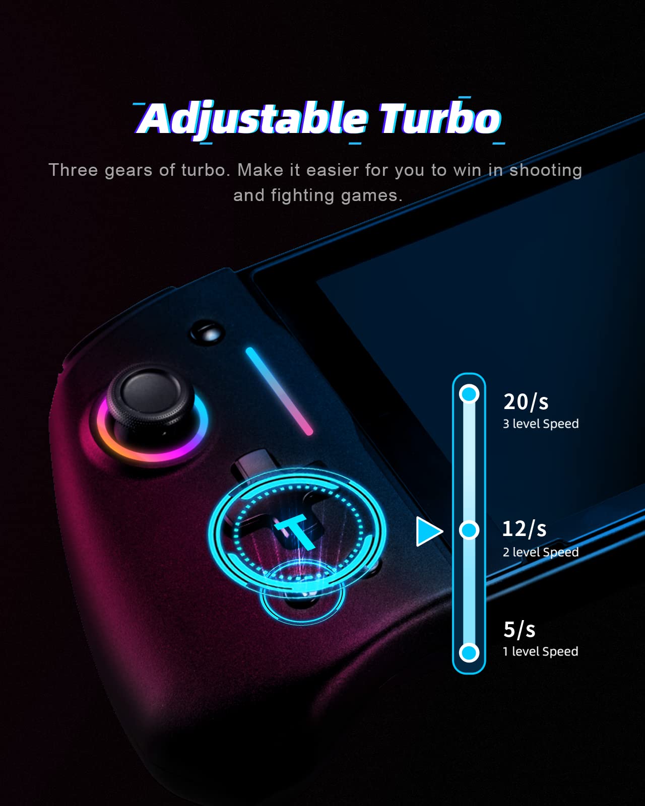 DOYOKY Wired RGB Joycon Controller for Switch/Switch OLED-Black-DOYOKY