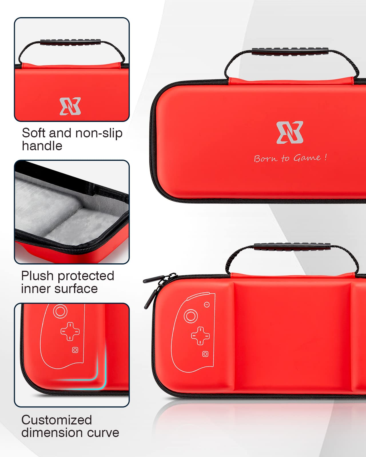 BINBOK Carry Case for Switch/Switch OLED, for Binbok Joycon, Compatible with Joy-Con Card Slots Switch Console & Accessories - Red-DOYOKY