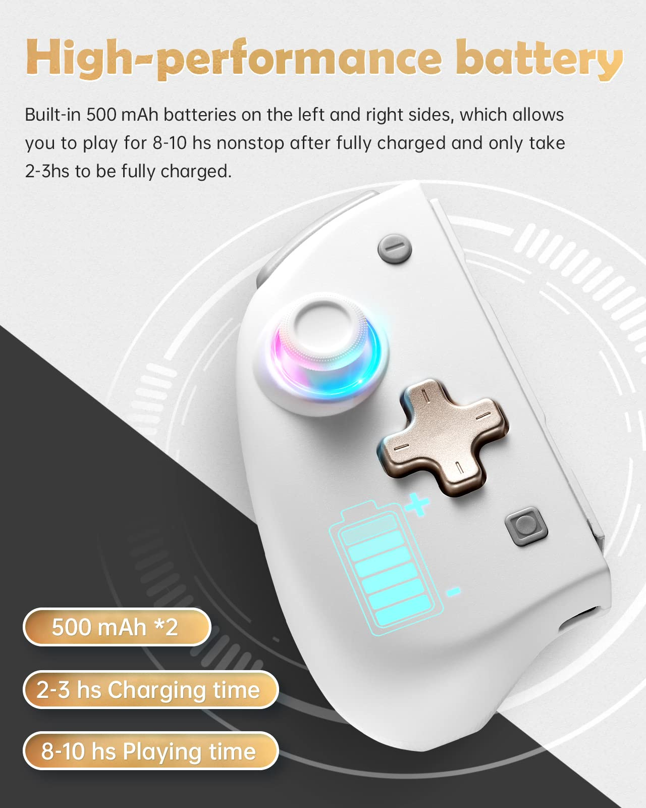 DOYOKY Wireless RGB Joycon Controller for Switch/Switch OLED-White&Gray-DOYOKY