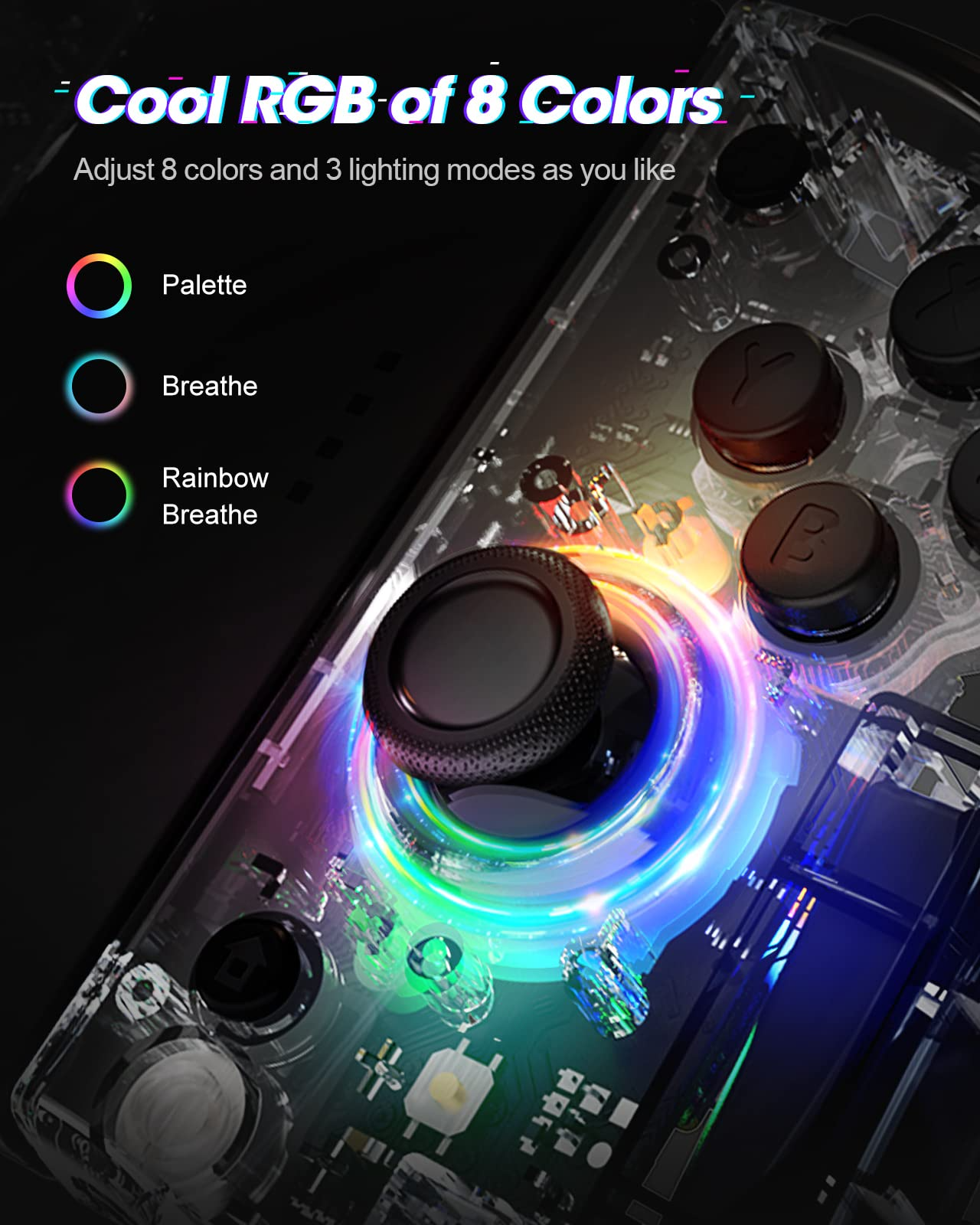 DOYOKY Wireless RGB Joycon Controller for Switch/Switch OLED-Transparent Discovery-DOYOKY