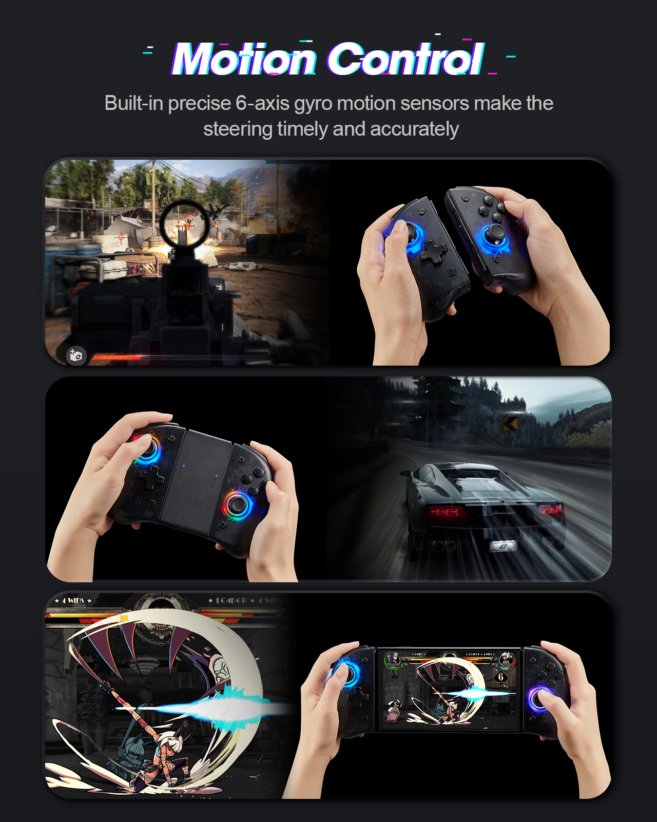 DOYOKY Wireless RGB Joycon Controller for Switch/Switch OLED-Black Semi-transparent-DOYOKY