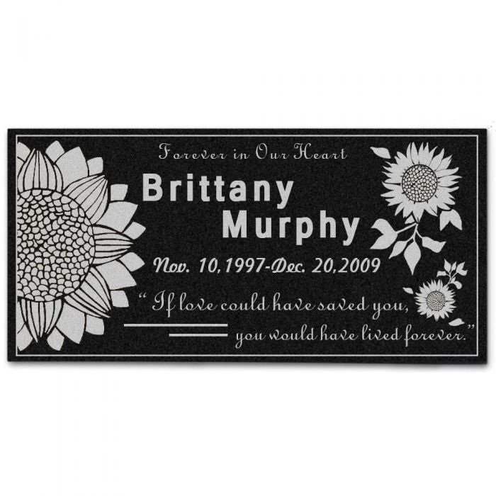 In Loving Memory of Custom Name Memorial Personalized Grave Stone Marker | Granite Plaque - Sunflower