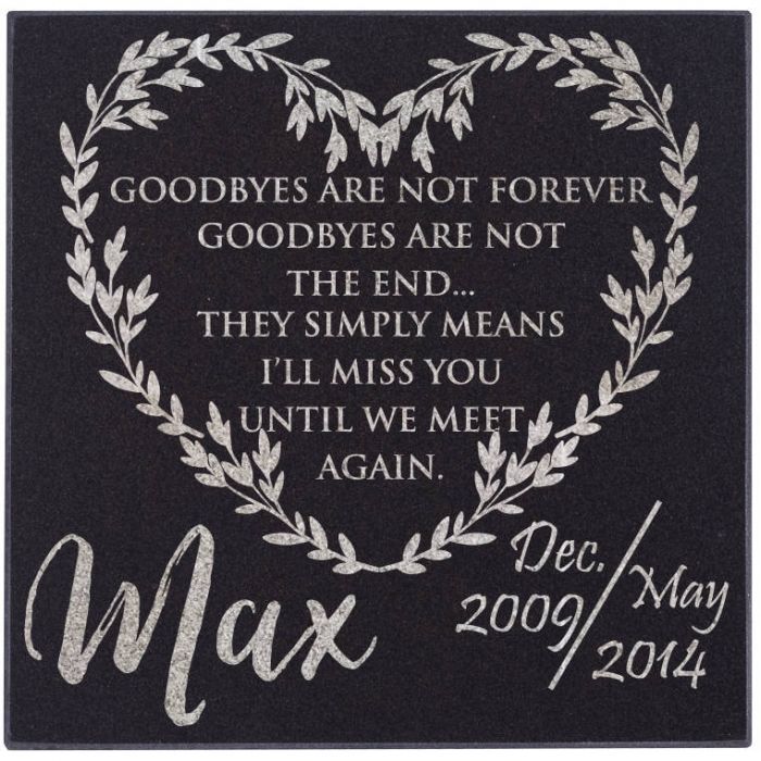 Personalized Memorial Pet Stone Granite - Goodbyes Are Not The End Engraved Headstone #7