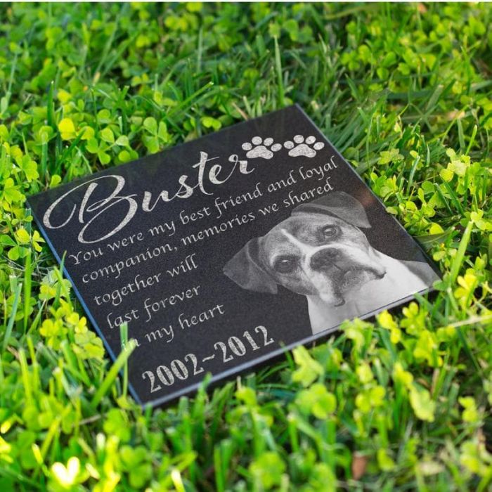Personalized Memorial Pet Stone Granite - Engraved Headstone with YOUR Pets Photo #13