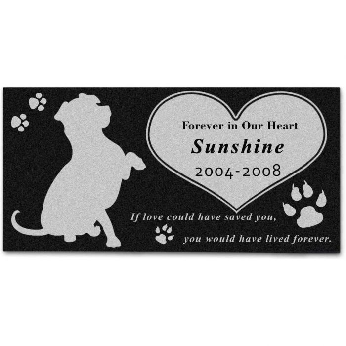 Personalized Memorial Stone Plaque for Dogs - Durable & Water Proof Pet Headstone- Garden Grave Marker - Dog Heart