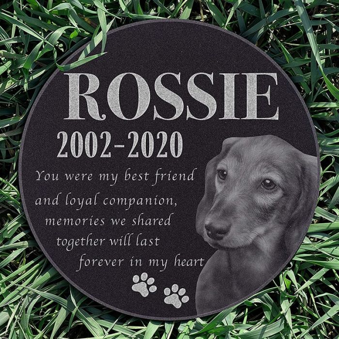 12" Round Personalized Dog Cat Memorial Plaque with Photo Engraving Customized Grave Marker
