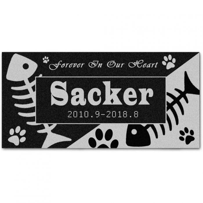 Personalized Memorial Stone Plaque for Cats - Durable & Water Proof Pet Headstone- Garden Grave Marker - Fish Bone