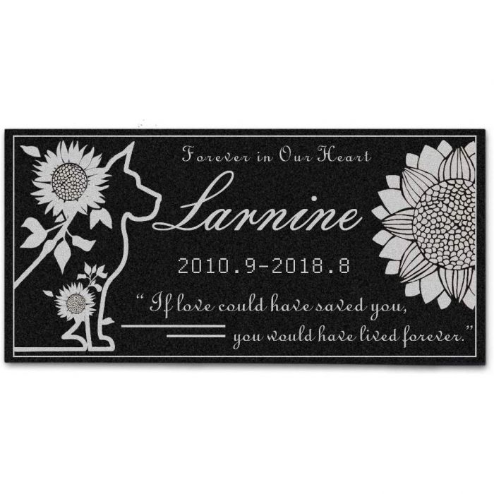 Personalized Memorial Stone Plaque for Dogs - Durable & Water Proof Pet Headstone- Garden Grave Marker - Dog and Sunflower
