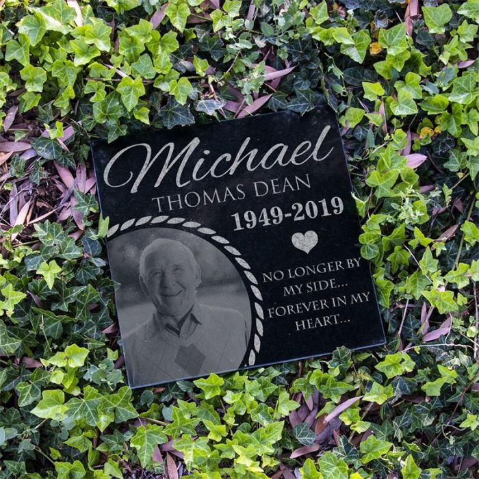 Loving Memory of Custom Name Photo Memorial Personalized Grave Stone Marker | Granite