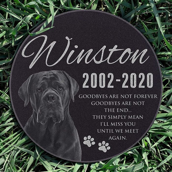 12" Round Personalized Dog Cat Memorial with Photo Free Engraving Customized Grave Marker