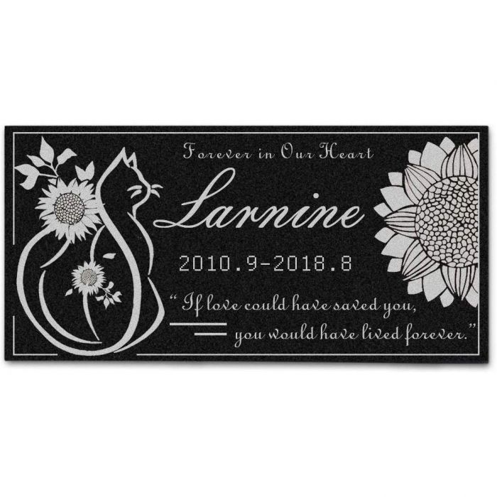Personalized Memorial Stone Plaque for Cats - Durable & Water Proof Pet Headstone- Garden Grave Marker -Cat and Sunflower