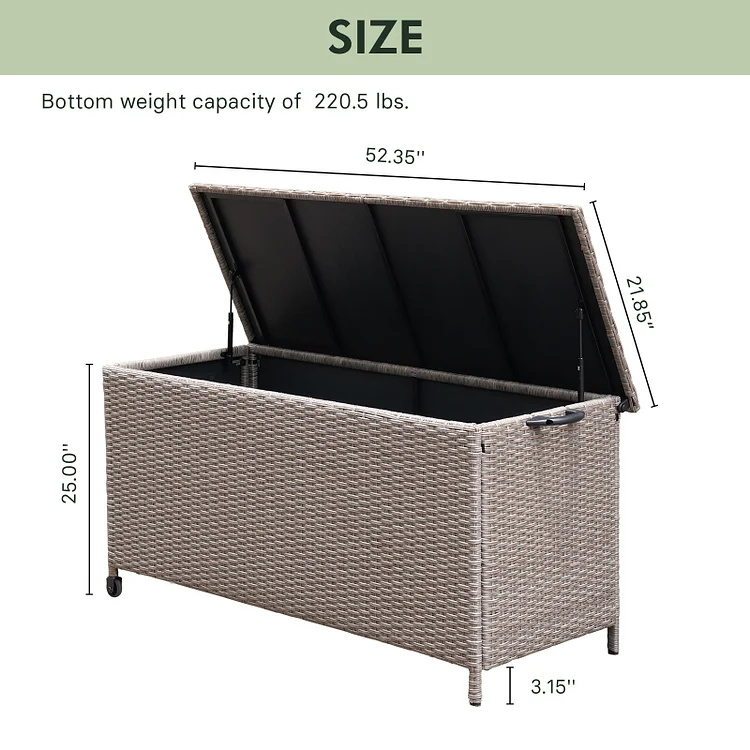 Outdoor 108 Gallon Large Wicker Storage Box with Lid