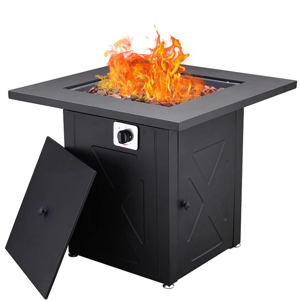 28 Inch Square Outdoor Patio Propane Fire Pit Table