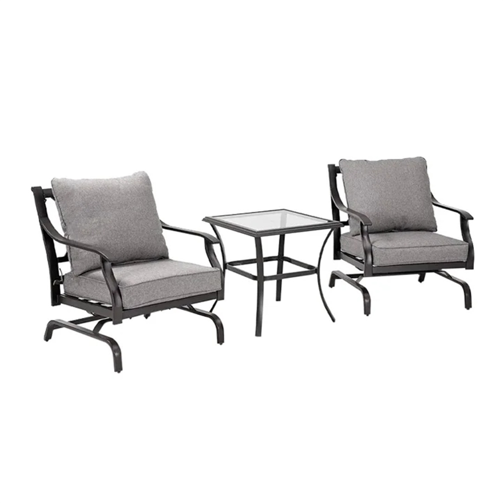 3pcs Metal Bistro Rocking Chairs, Indoor Outdoor Chat Set