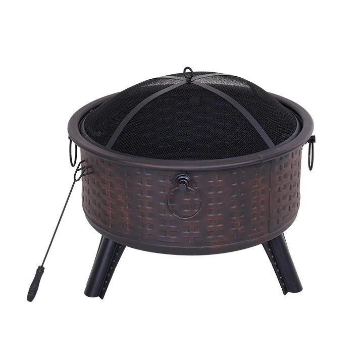 26" Wood fire pit with Fire Pit Poker and Cover