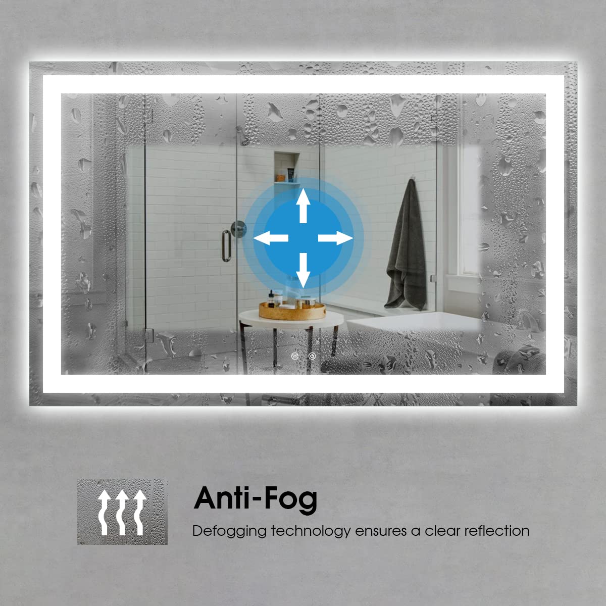 Frameless Rectangular LED Bathroom Mirror