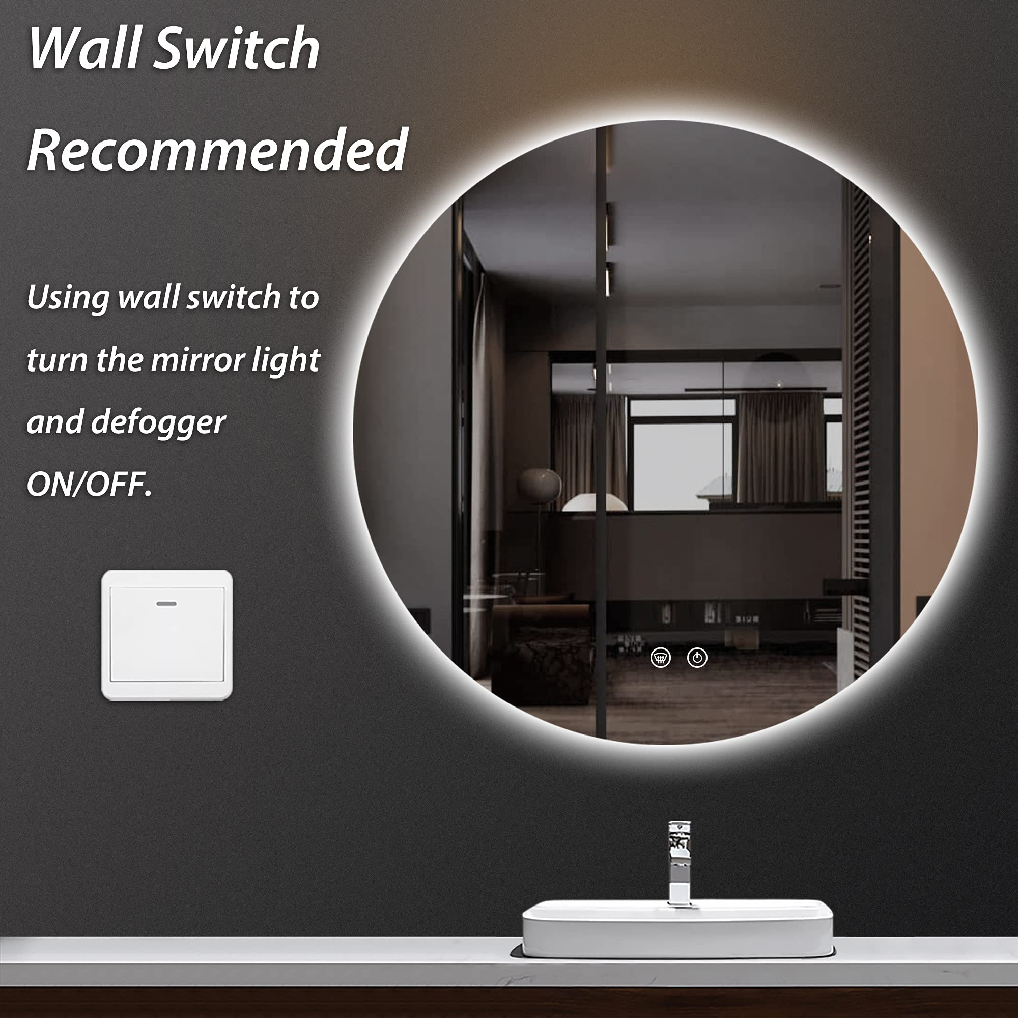 Frameless Round Backlit Bathroom Mirror