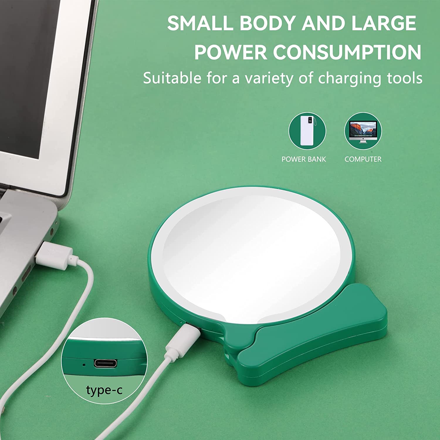 Hand Mirror with Light Rechargeable