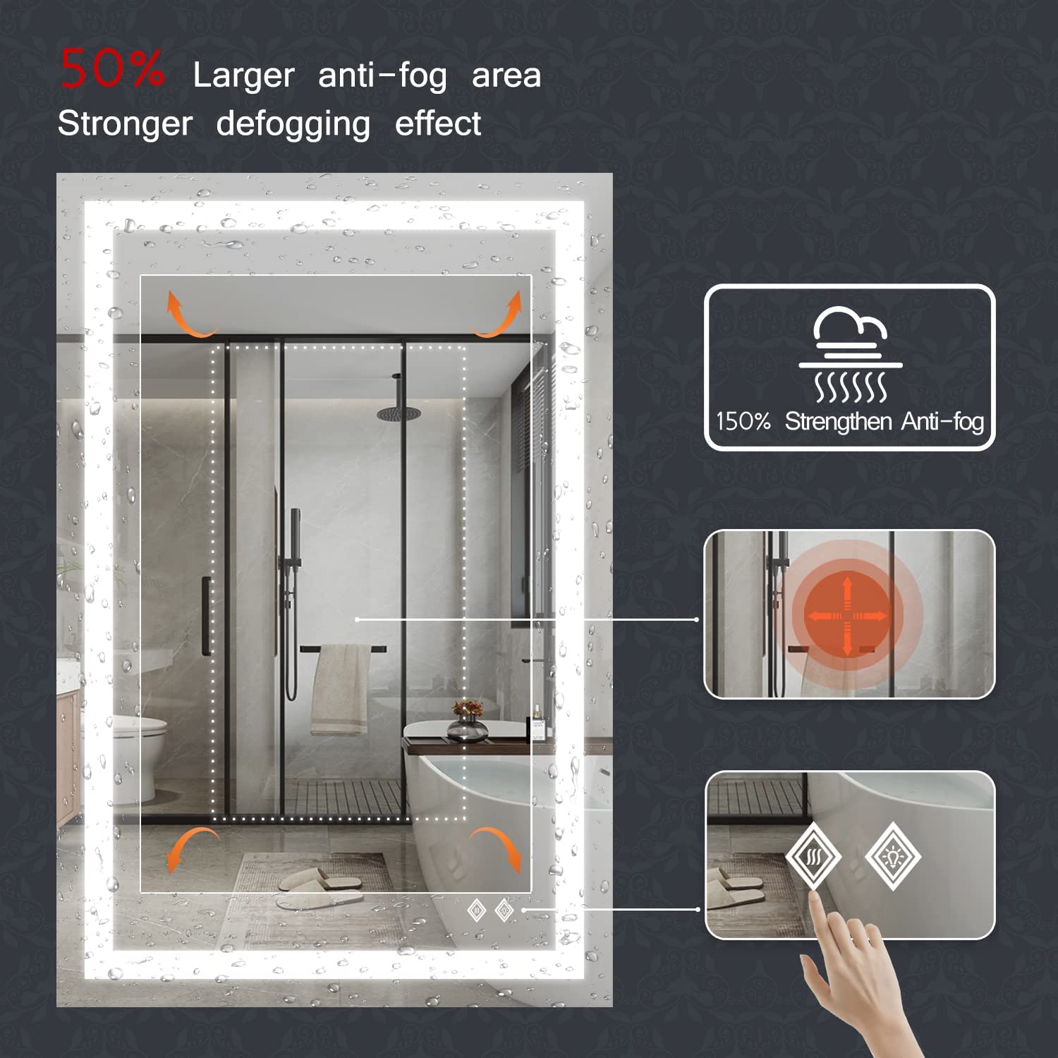 LED Bathroom Mirror-24x36''