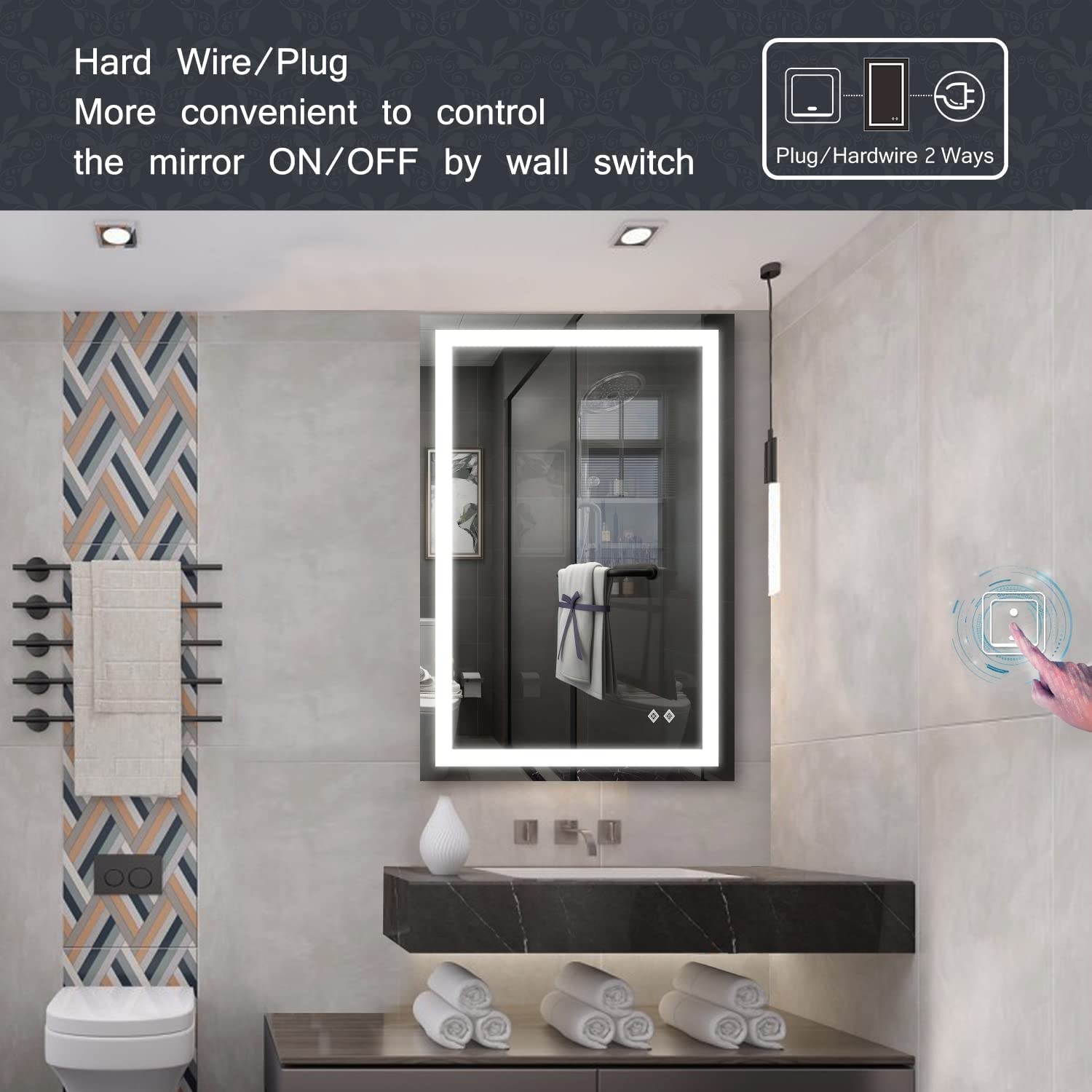 LED Bathroom Mirror-24x36''