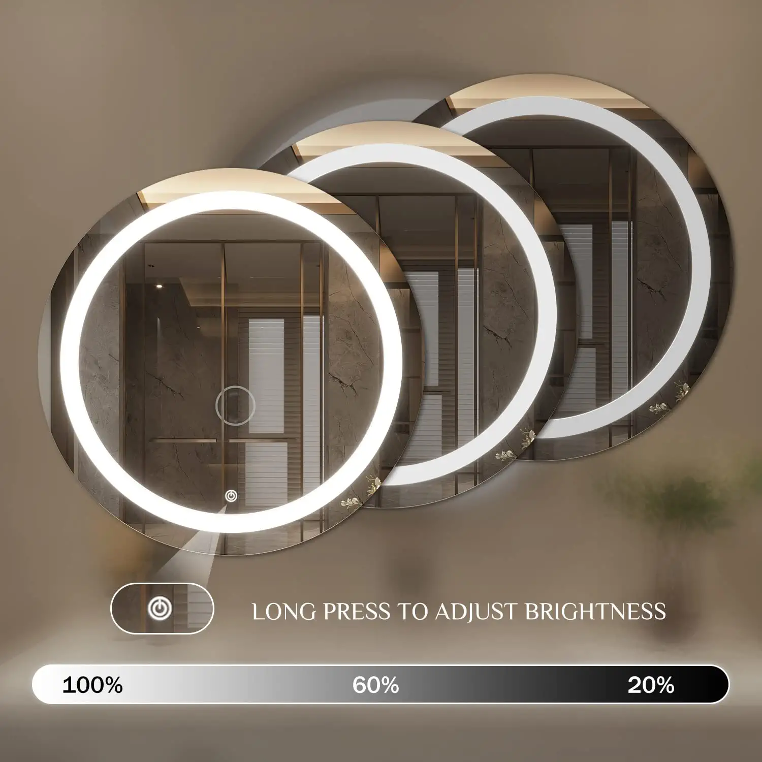 Frameless Round Bathroom Vanity Mirror