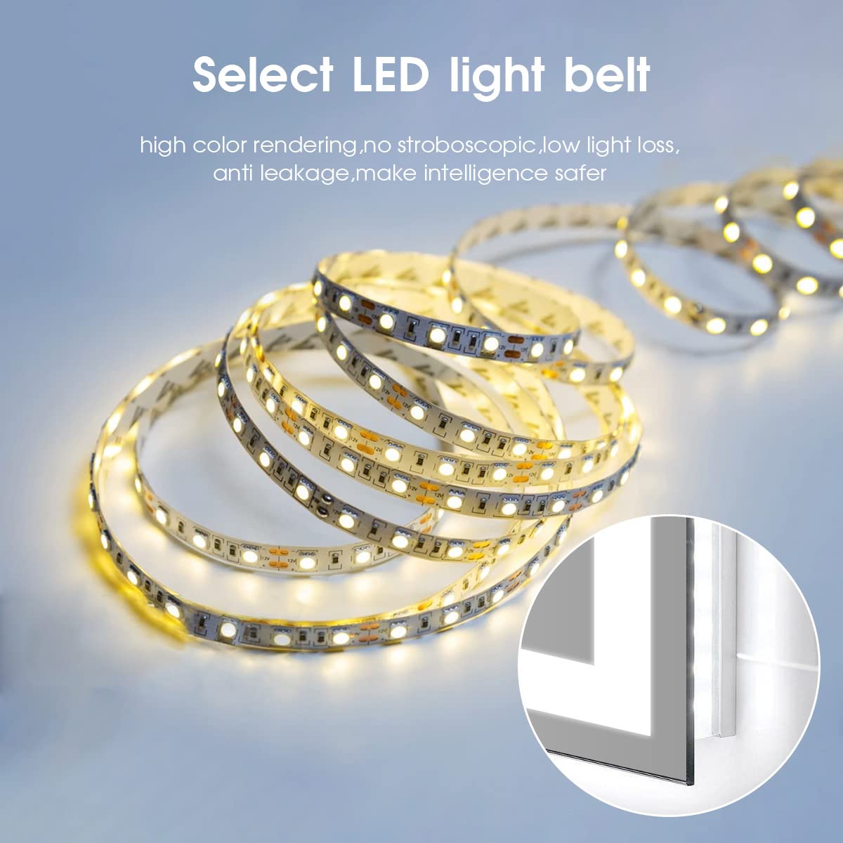 Frameless Rectangular LED Bathroom Mirror