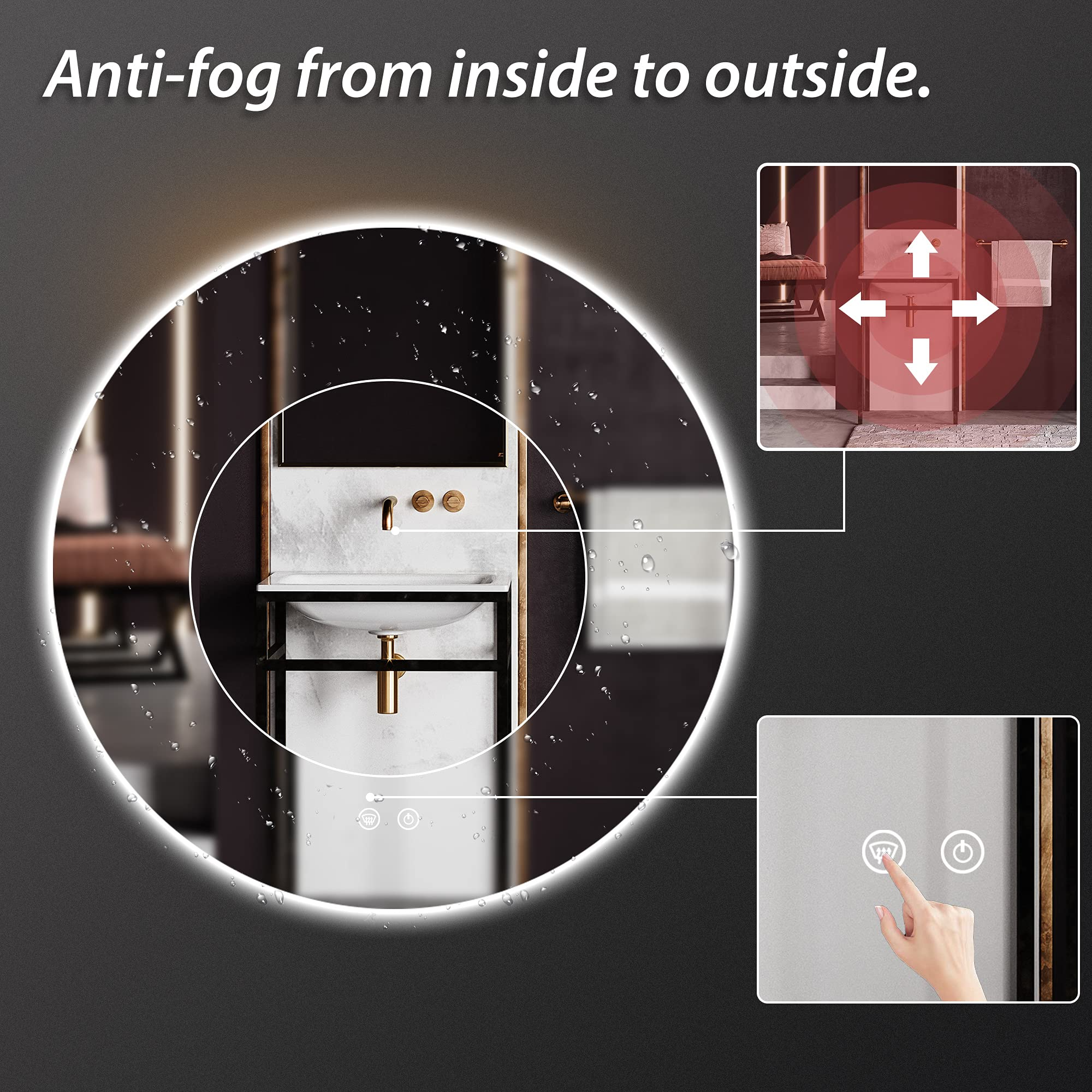 Frameless Round Backlit Bathroom Mirror