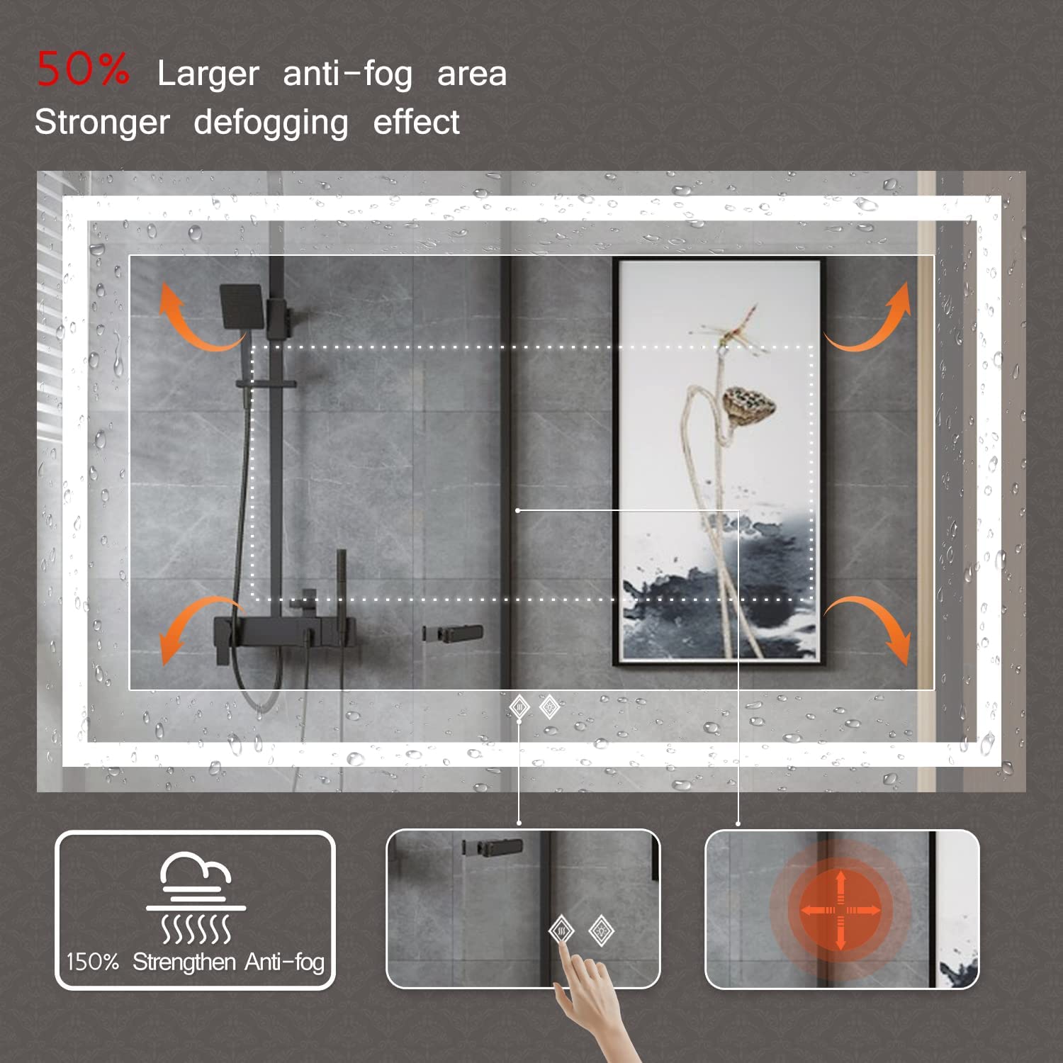 LED Bathroom Mirror-48x30''
