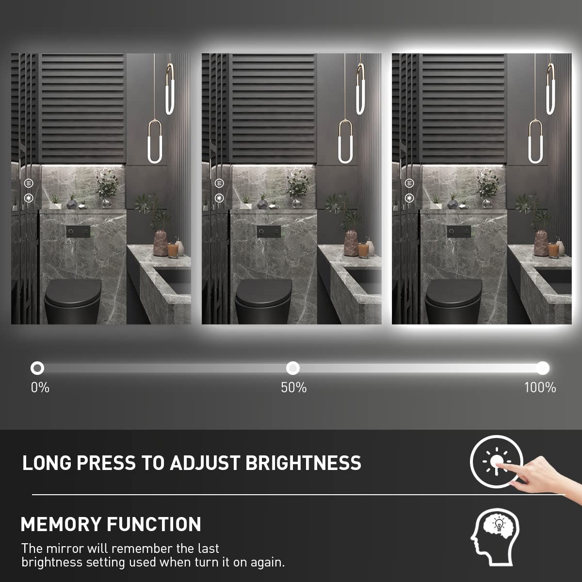  Rectangular Backlit Bathroom Vanity Mirror