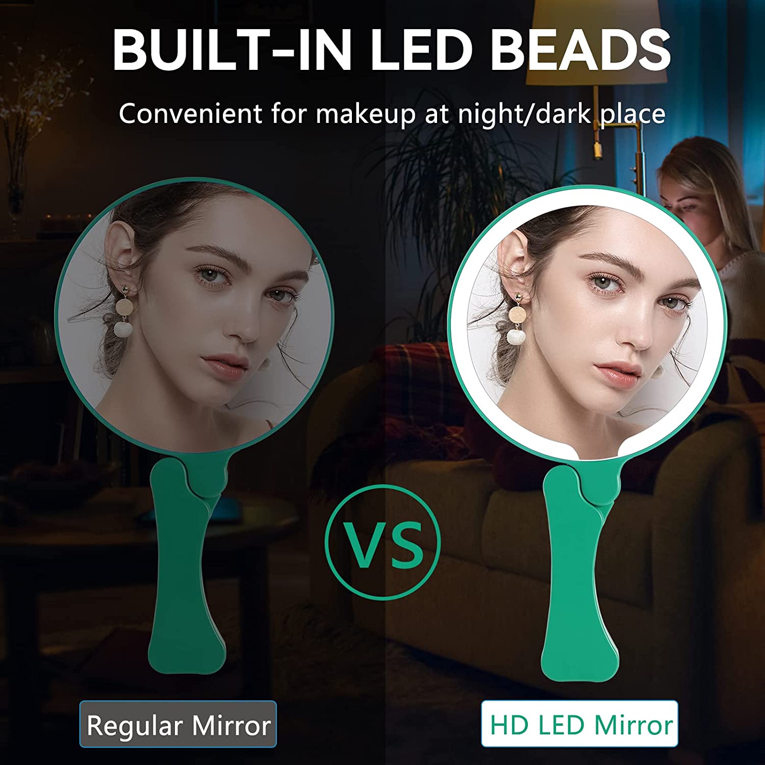 Hand Mirror with Light Rechargeable