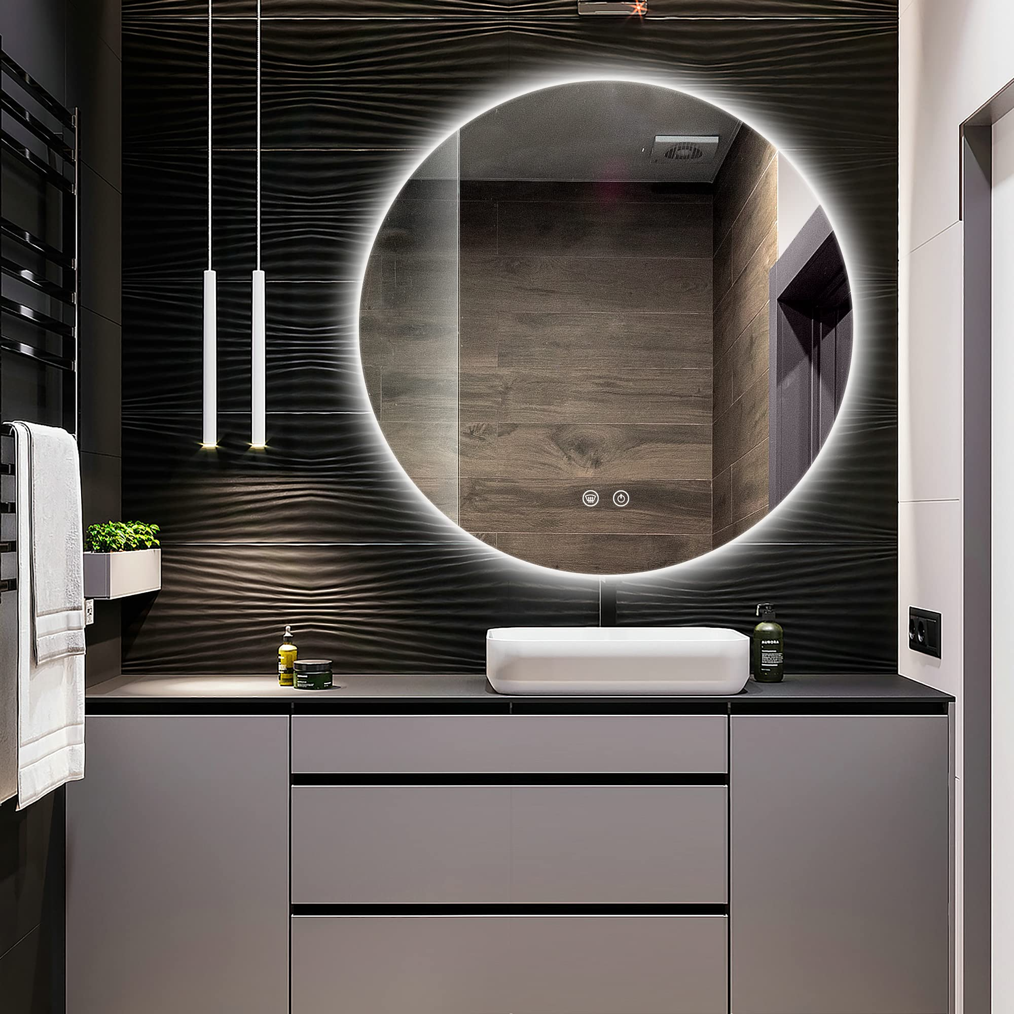 Frameless Round Backlit Bathroom Mirror