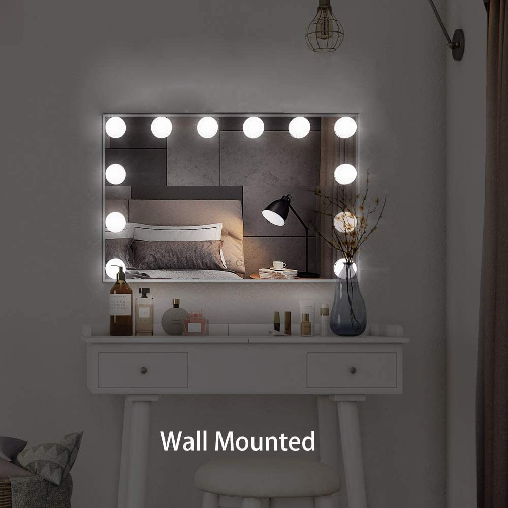 Large Hollywood Lighted Vanity Mirror with 15 Dimmable LED Bulbs