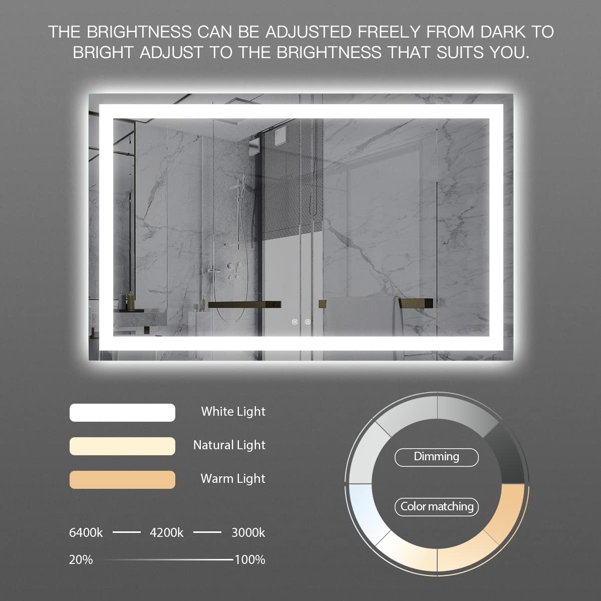 Frameless Rectangular LED Bathroom Mirror