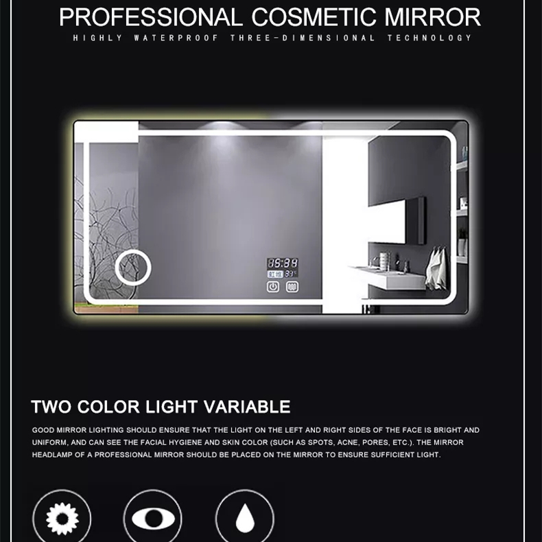 Bathroom Mirror Smart Led Light Touch Sensor
