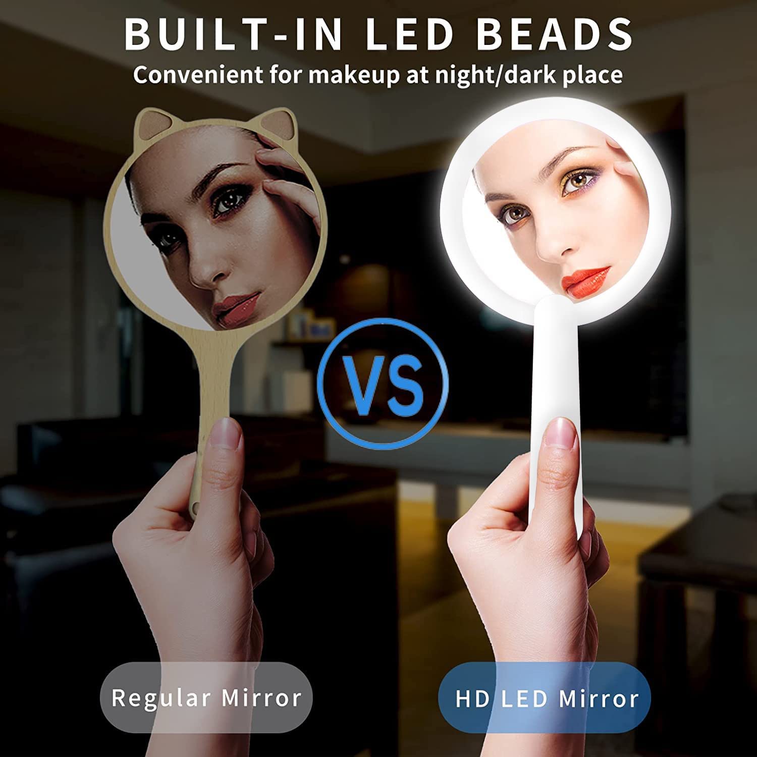 LED Foldable Travel Handheld Mirror