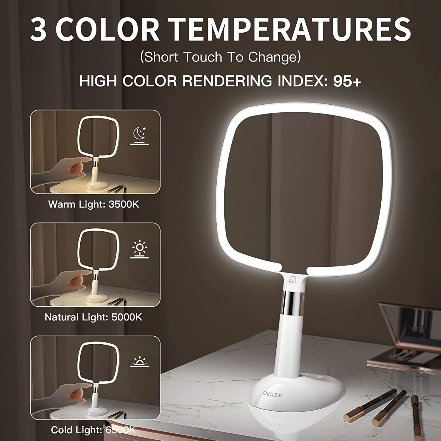 Rechargeable LED Handheld Mirror