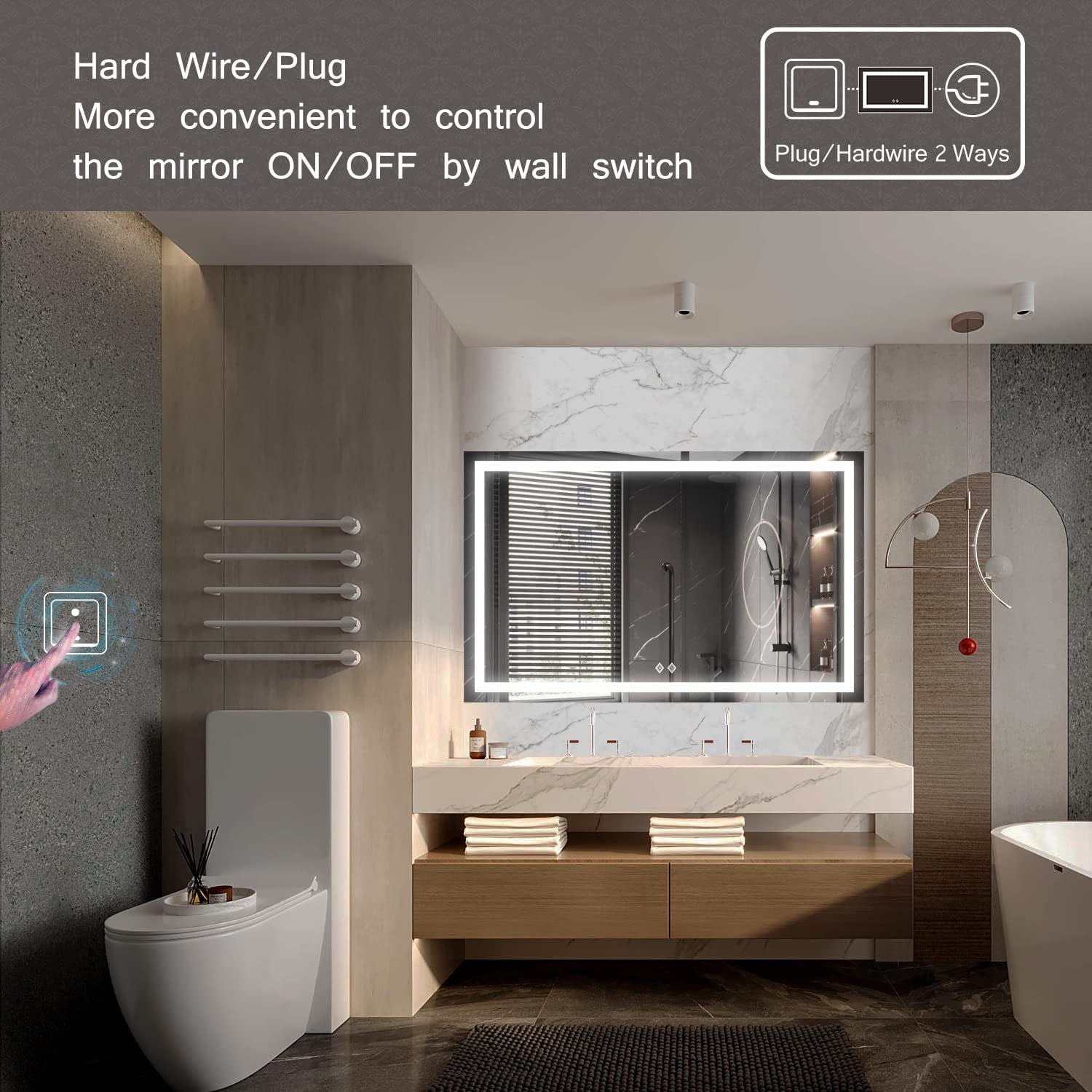 LED Bathroom Mirror-48x30''