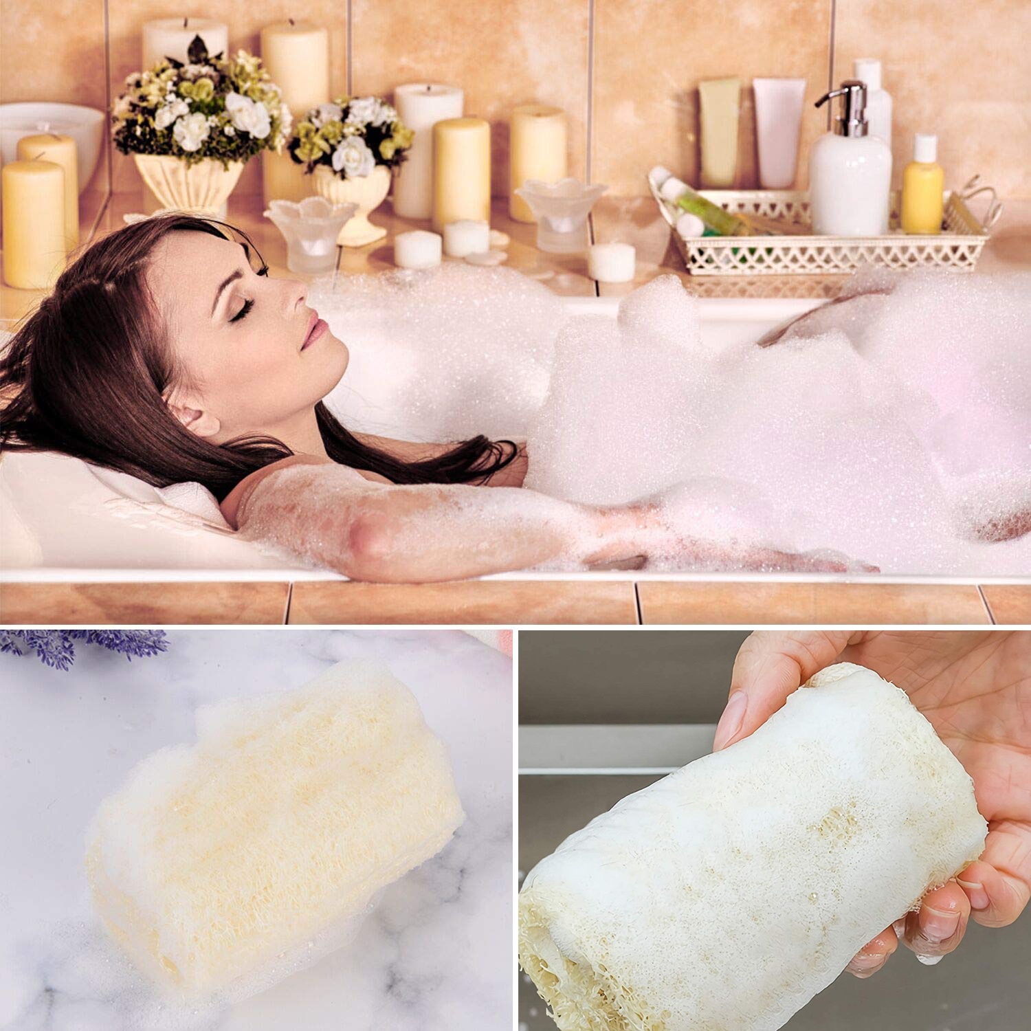 Natural loofah shower, Loofah Sponge, Exfoliating Luffa Bath Sponge Body Wash for Removing Dead Skin