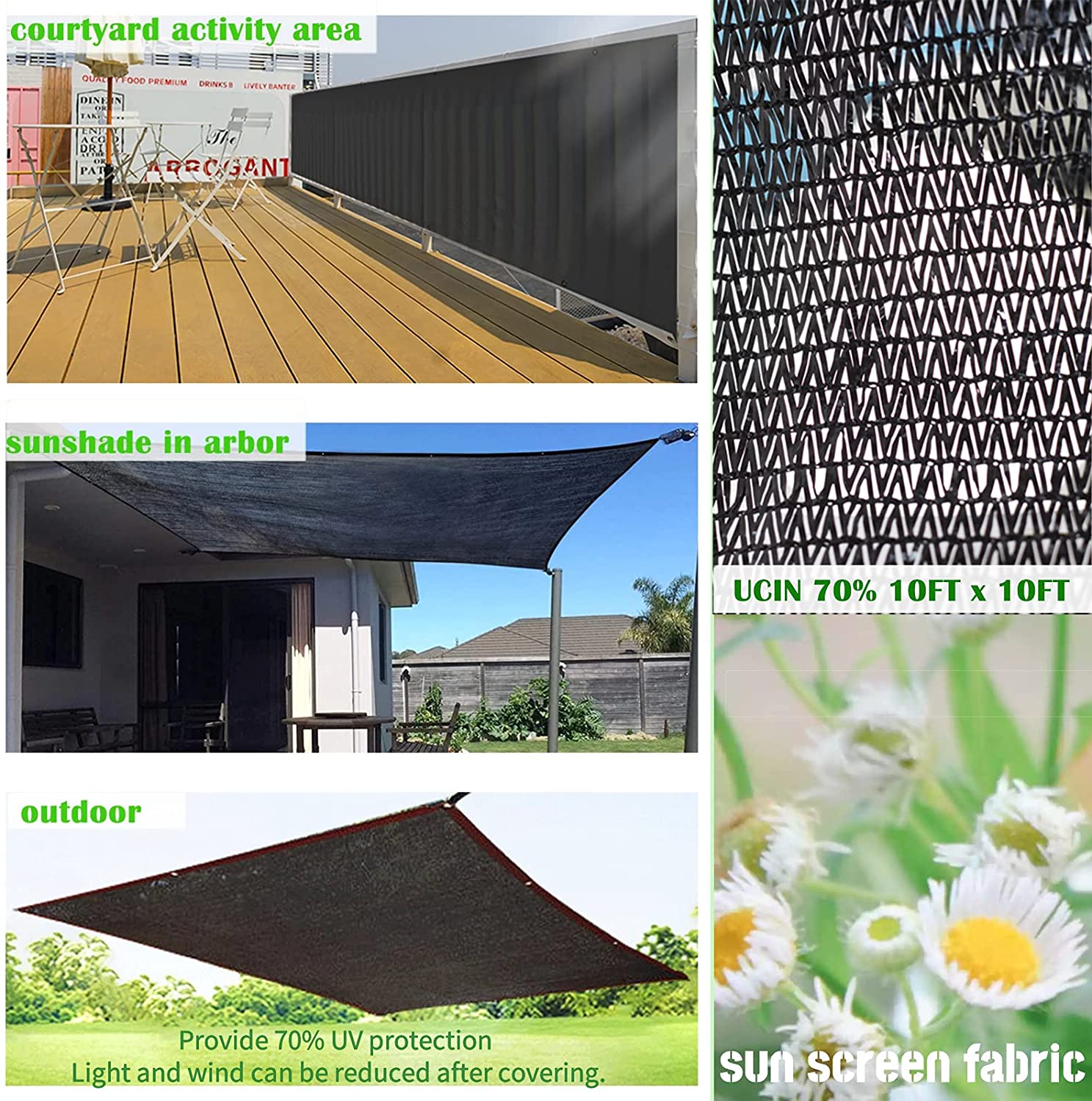 UCINNOVATE 6.5 x 6.5 ft Garden Shade Cloth for Plant 70% Shade Net UV Resistant Sunshade Netting
