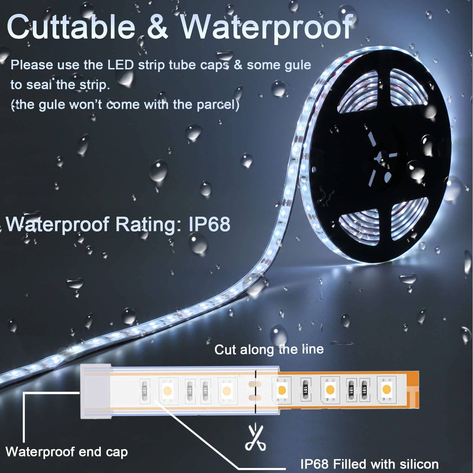 UCINNOVATE Marine LED Light Strip, 16.4ft(5M) Waterproof LED Strips, LED Boat Interior Light for Boat Deck Light, Accent Light, Courtesy Interior Lights, Fishing Night, Pontoon Boat(White, 12V)