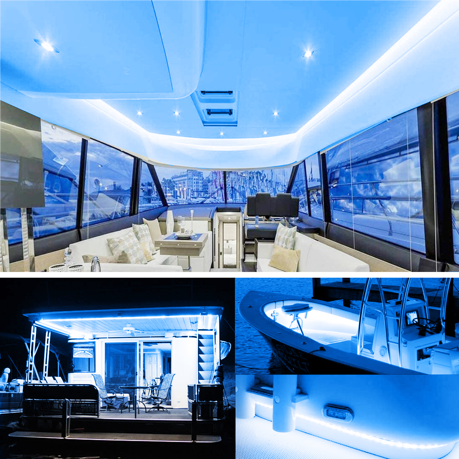 UCINNOVATE 16.4ftLED Boat Light Strip, Marine Waterproof LED Strips, Boat PontoonInterior Light for Boat Deck Light, Accent Light, Courtesy Interior Lights, Fishing Night,12V (Blue)