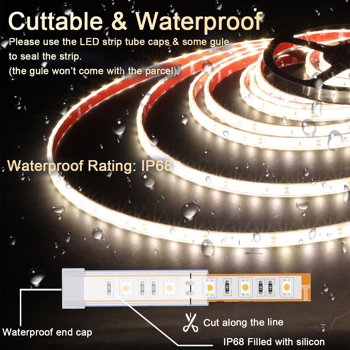 UCINNOVATE 16.4ftLED Boat Light Strip, Marine Waterproof LED Strips, Boat PontoonInterior Light for Boat Deck Light, Accent Light, Courtesy Interior Lights, Fishing Night,12V (Natural White)