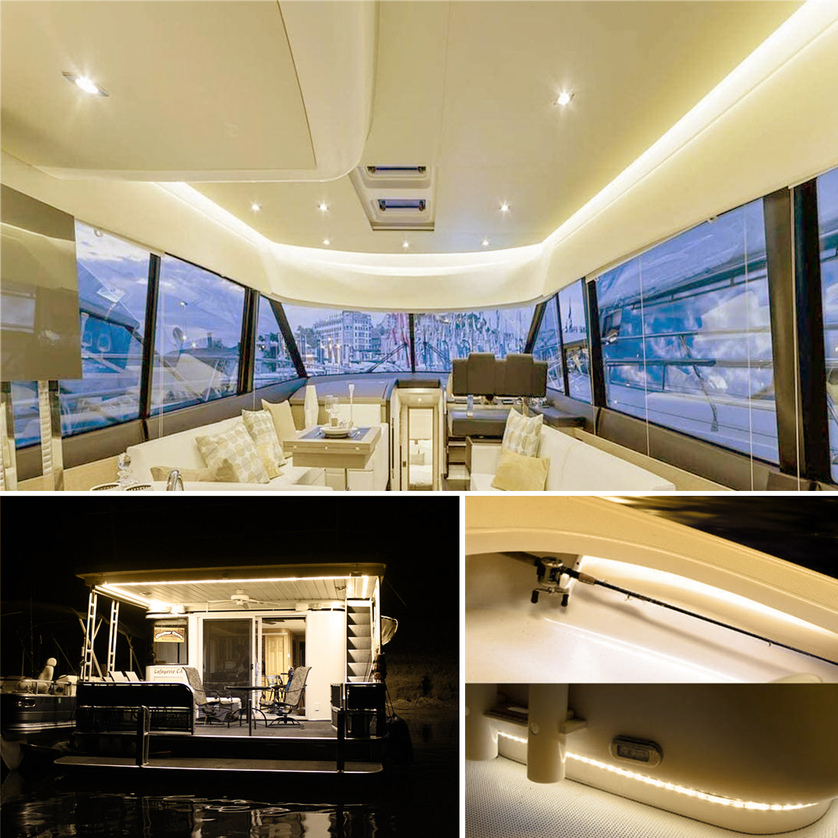 UCINNOVATE 16.4ftLED Boat Light Strip, Marine Waterproof LED Strips, Boat PontoonInterior Light for Boat Deck Light, Accent Light, Courtesy Interior Lights, Fishing Night,12V (Natural White)
