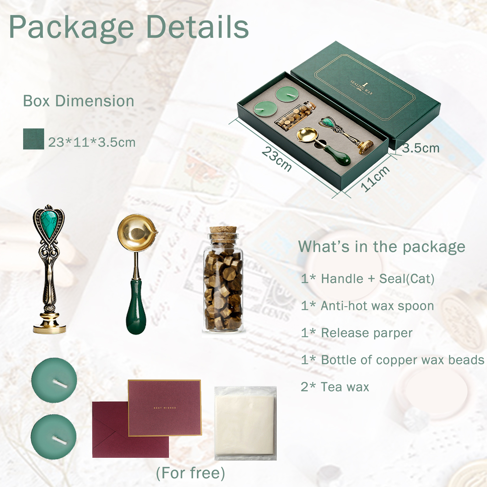 UCINNOVATE Seal Stamp Kit, Wax Seal Stamp(Cat), Wax Melting Spoon, Envelope, Card, for Invitation, Gift, Decor