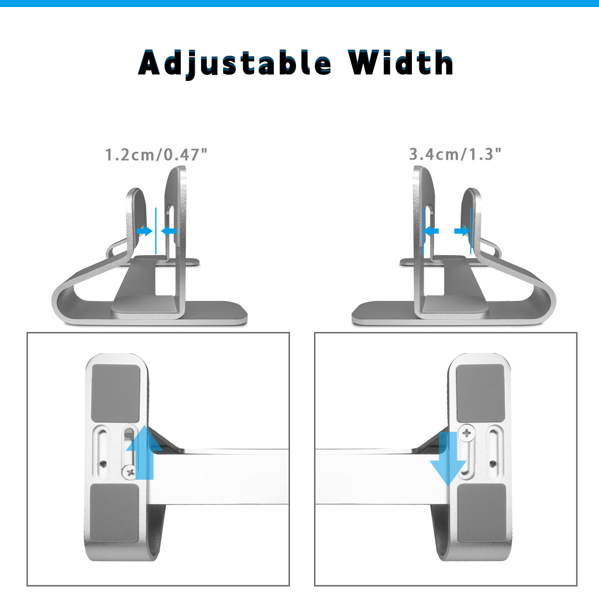 UCINNOVATE Vertical Laptop Stand Holder for Desk, Width Adjustable, for MacBook Notebook Gaming Laptop, Home Office Desk Space Optimize
