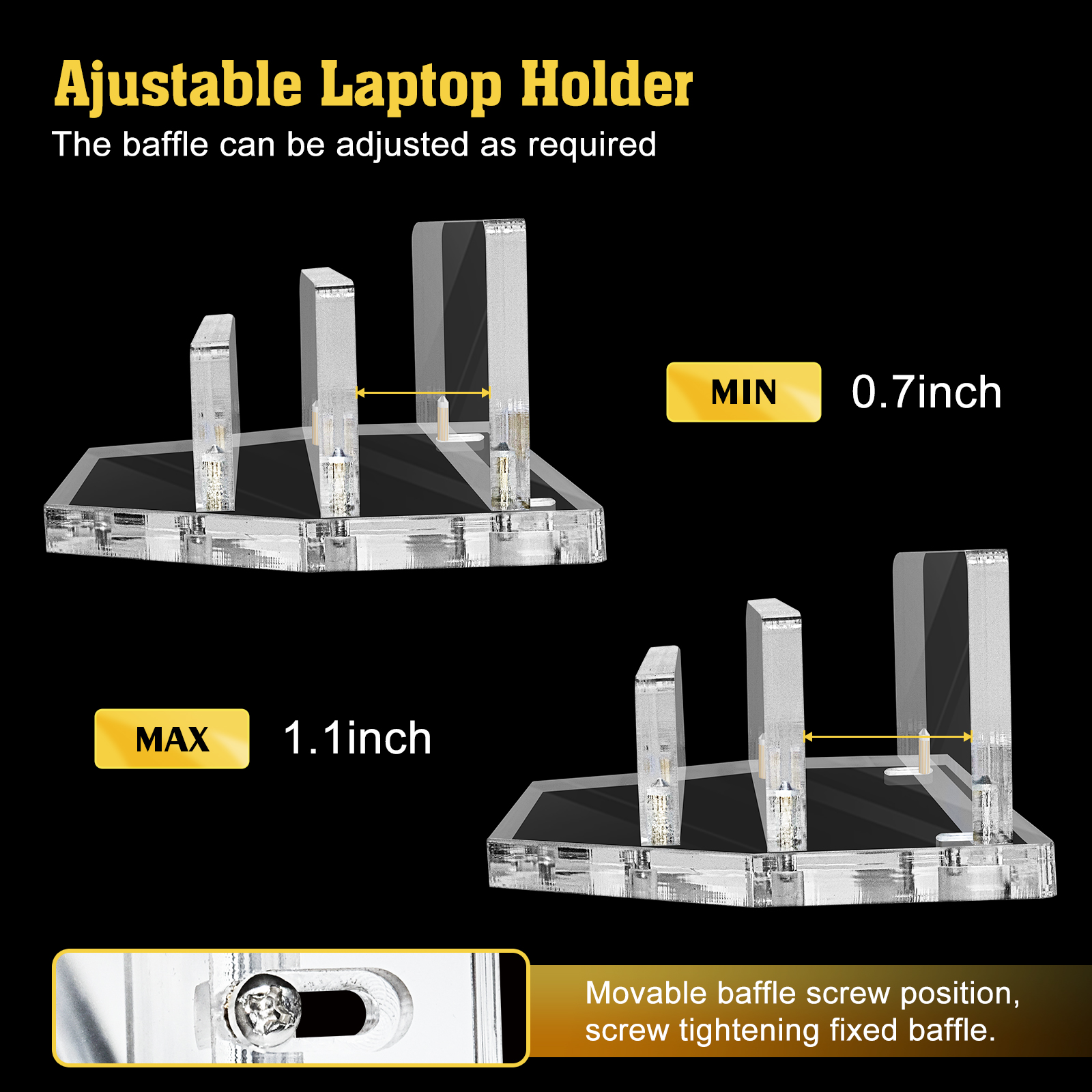 UCINNOVATE Vertical Laptop Stand, Acrylic Laptop Holder Desk with Adjustable Dock, Dual Desktop Notebook Stand Fits All MacBook/Surface/Gaming Laptop/iPad/Pro/Chromebook/HP/Dell/Computer/Keyboard