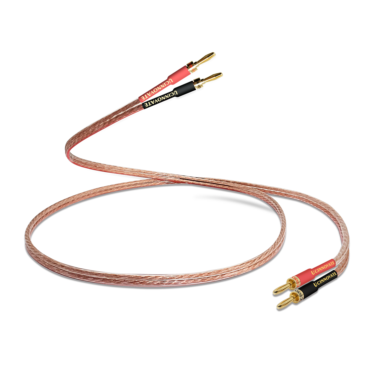 UCINNOVATE 2 Pack 13AWG Speaker Cable with Banana Plug, (1.5m / 4.9FT) 1 Pair HiFi Speaker Cable with Gold-Plated Banana Plugs, Male to Male Audio Cable Speaker Cord for Home Theater