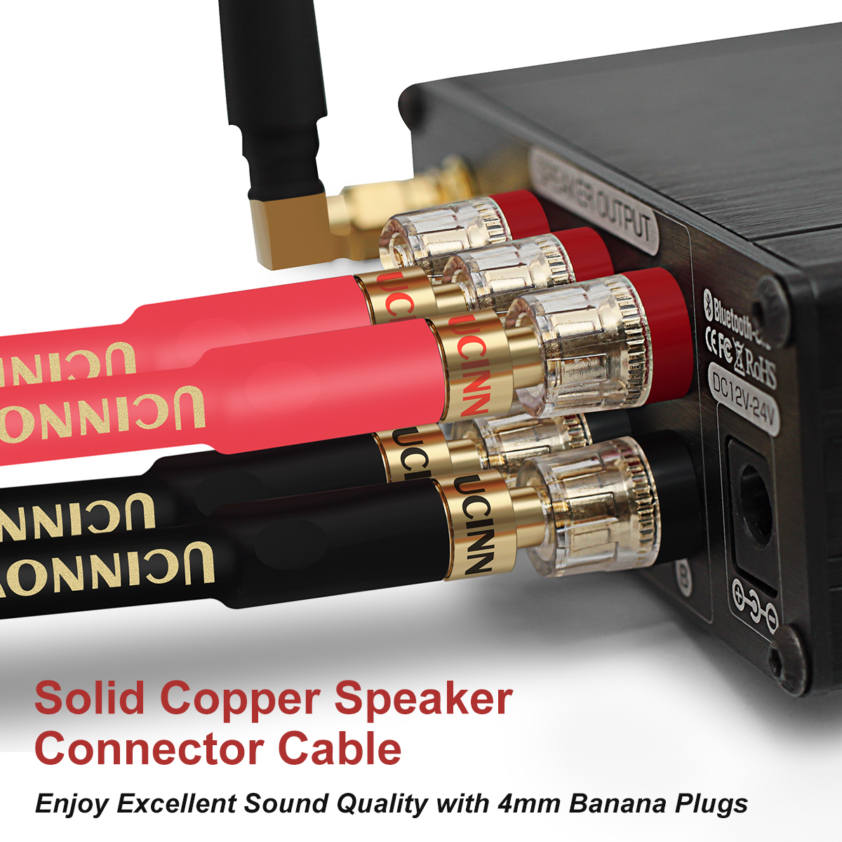 UCINNOVATE HiFi OFC Speaker Wire Cable with Banana Plug, 2 Pack High-end Pure Copper 1.5m Gold-Plated Banana Tip Plugs Male to Male 600 Strand Speaker Cable Audio HiFi System Home Theater 4.9FT