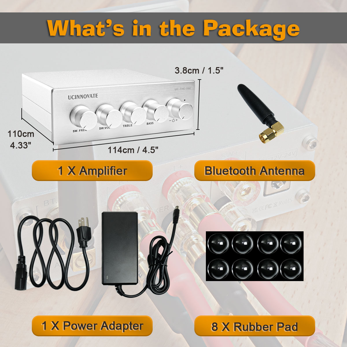 Bluetooth 5.0 Audio Stereo Amplifier, Hi-Fi Audio Receiver 2.1 Channel Mini Amp 50 Watt x2+100 Watt for Speaker Subwoofer