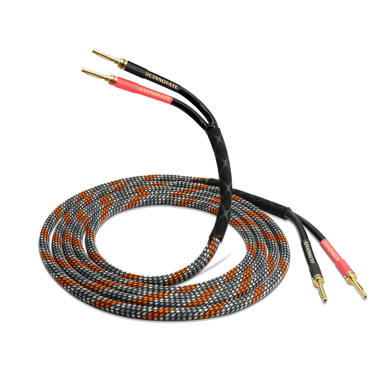 UCINNOVATE 1 Pack 3m Bi-Wire Speaker Cable, Home Theater Premium Speaker Cable Wire with Gold-Plated Banana Tip Plugs, Audiophile Heavy Duty Braided Speaker Wire for Speakers Audio amplifier Subwoofer